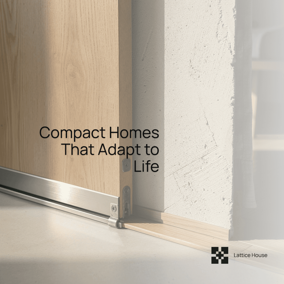 Lattice House campaign showing adaptable oak joinery in a daylit home